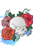maglietta Skull n rose 