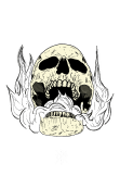 maglietta skull and fire