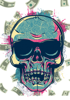 maglietta money skull