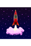 maglietta Bitcoin Rocket - Bitcoin to the Moon - versione viola