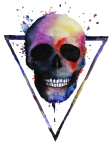 maglietta watercolor skull