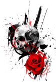 maglietta skull and rose