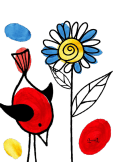 maglietta Bird and flower