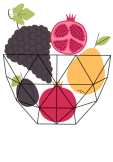 maglietta cesto di frutta autunnale geometrica