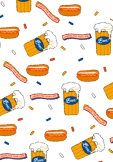 maglietta t-shirt stampa birra e hot dog 