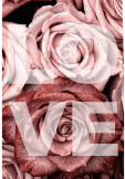 maglietta Scritta love con sfondo di rose