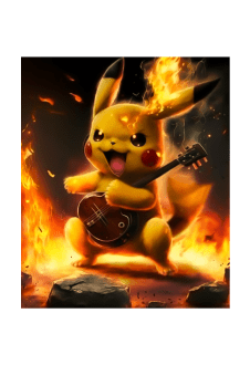 maglietta Pikachu rock con fiamme Felpa #pikachu #pokemon