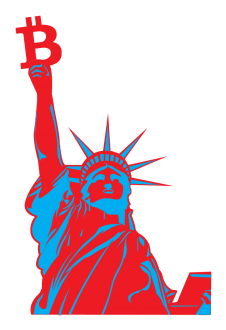 maglietta statue of liberty with bitcoin - vectorial design