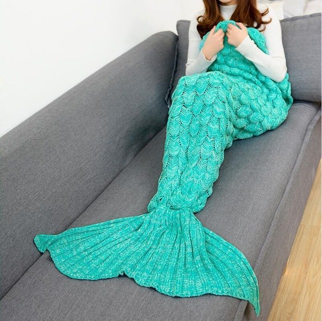 Coperta Coda Sirena A Maglia Bambina Donna Mermaid Tail Knitted